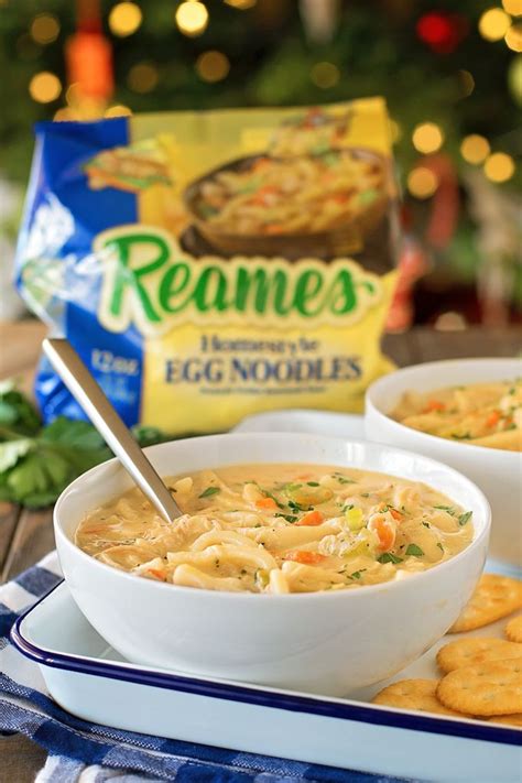 If you already have chicken stock (again homemade is best), you can make this chicken noodle soup in 30 minutes or less; Recipes Using Reames Egg Noodles - chicken noodle recipe ...
