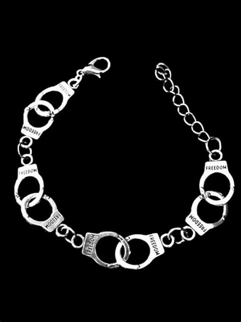 Emmiol Free Shipping 2024 Punk Silver Handcuffs Bracelet Silver One