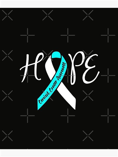 There Is A Hope Cervical Cancer Awareness Teal And White Ribbon Motivational Gift Poster For
