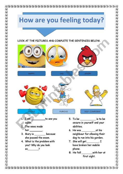 How Are You Feeling Today Esl Worksheet By Andrea Schildt