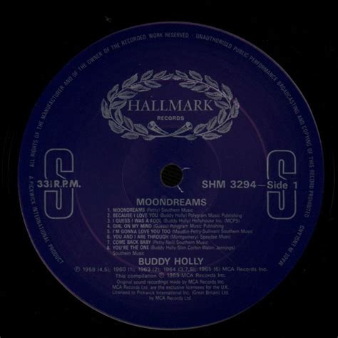 Buddy Hollyvinyl Lpmoondreams Hallmark Shm 3294 Uk 1989 Exnm 5010946329412 Ebay