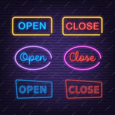 Premium Vector Open And Close Collection Neon Signboard