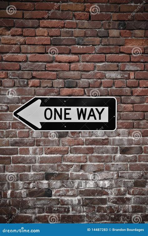 Brick Wall With One Way Sign Stock Photos Image 14487283