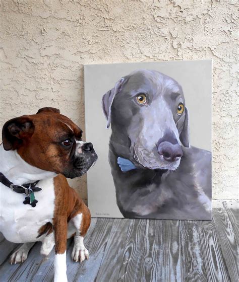 Art And Animals Large Weimaraner And My Boxer Dog Sarge