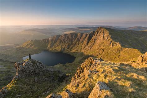 Person On Top Of Mountain Cader Idris Snowdonia Hd Wallpaper