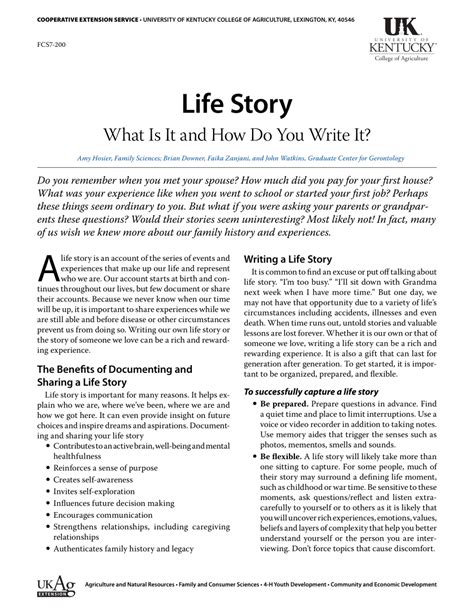 Pdf Life Story What Is It And How Do You Write It The Benefits Of