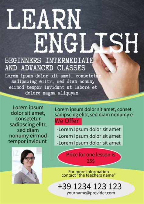English Lessons Template Flyer Postermywall