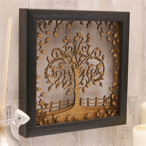 personalised wooden 3d layered family tree wall art by urban twist