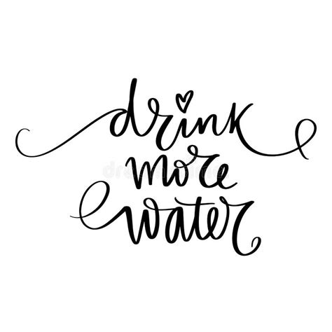 Drink Water Vector Handwritten Lettering Quote Typography Slogan Stock