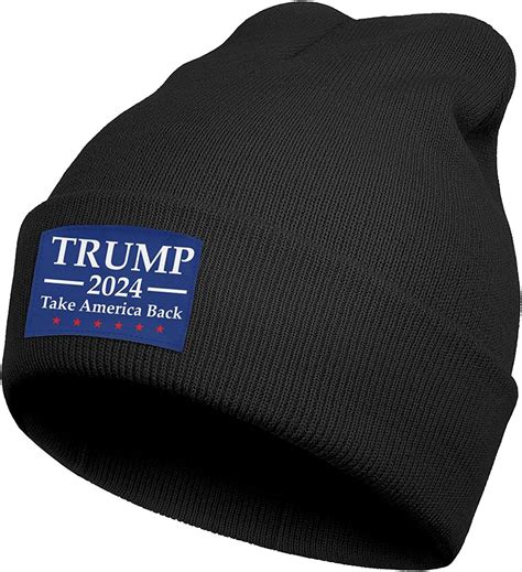 Ymnuie Mens Trump 2024 Take America Back Blue Unisex Knit Beanie Winter Chunky Toboggan Hat