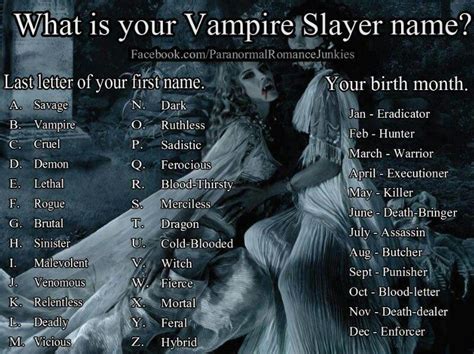 Vampire Slayer Name Generator Sinister Butcher New Names Cool Names