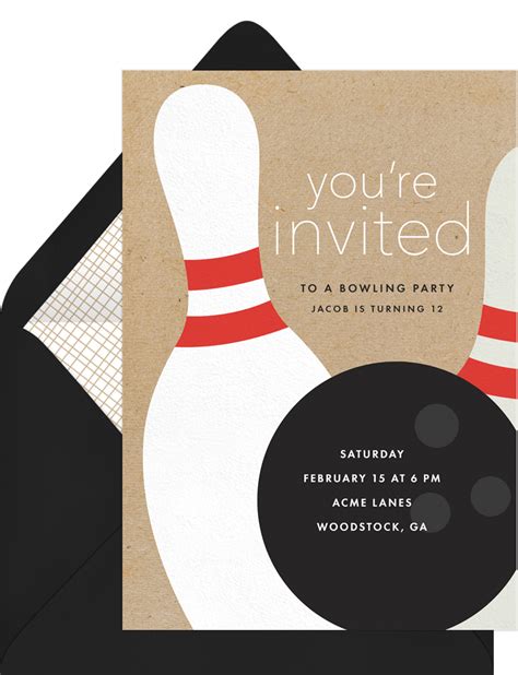 Bowling Party Invitations In Brown