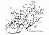 Coloring Winter Sledding Sled Snow Toboggan Template Printable Cartoon Snowman Getcolorings Coloringtop sketch template