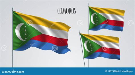 Los Comoro Que Agitan El Sistema De La Bandera Del Ejemplo Del Vector