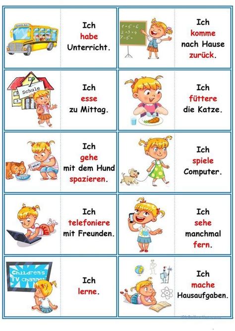 Deutsch Vokabeln Und Verben Für Den Tagesablauf Deutsch Lernen Spiele