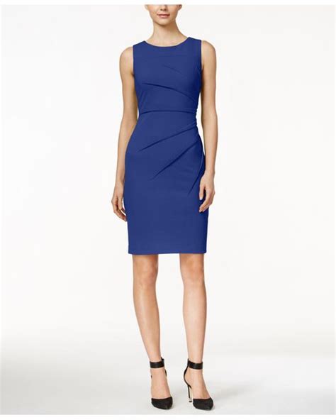 Calvin Klein Sunburst Sheath Dress In Blue Lyst