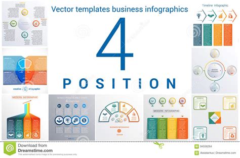 Templates Business Infographics 4 Positions Stock Vector Illustration