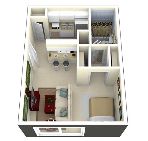 Tiny House Floor Plans And 3d Home Plan Under 300 Square Feet Homes