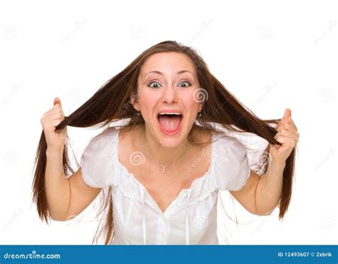 Young Woman In Hysterics Stock Image Image Of Illness 12493607