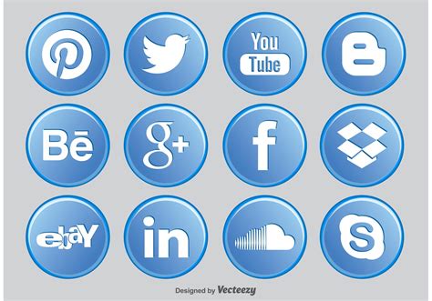 Social Media Button Icons 91080 Vector Art At Vecteezy
