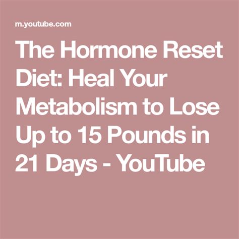 The Hormone Reset Diet Heal Your Metabolism To Lose Up To 15 Pounds In