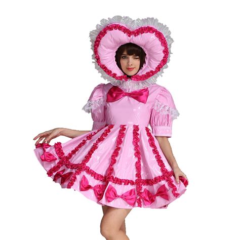 Gocebaby Adult Baby Sissy Lockable Maid Pvc Pink Dress Uniform Costume Crossdress Buy Online In