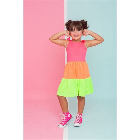 Vestido Infantil Menina 3 Marias Neon Shopee Brasil