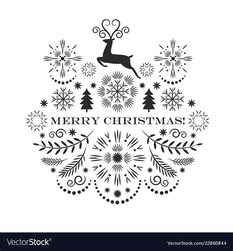 Black And White Christmas Card Royalty Free Vector Image
