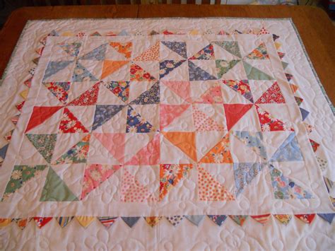 Pinwheels Posies Prairie Points Baby Quilt By Forgetmenotquilteds