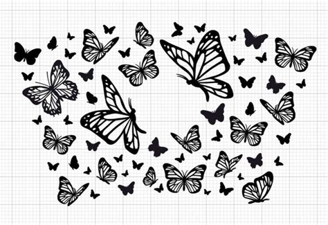 Butterfly Cold Cup Svg Wrap Design Spring 24oz Venti Cold Cup - Etsy