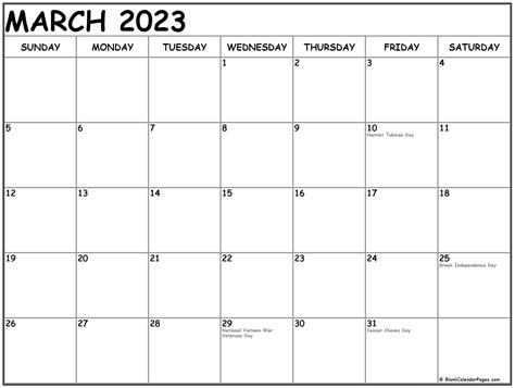 March 2023 Holiday Calendar Us Get Calendar 2023 Update