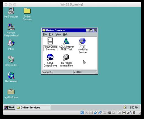 Windows 95 Desktop Bundled Online Services Aol Atandt Worldnet