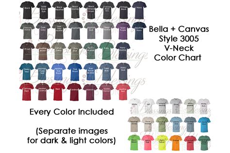 Download Bella Canvas 3005 Vneck Color Chart Mockup Every Color ...