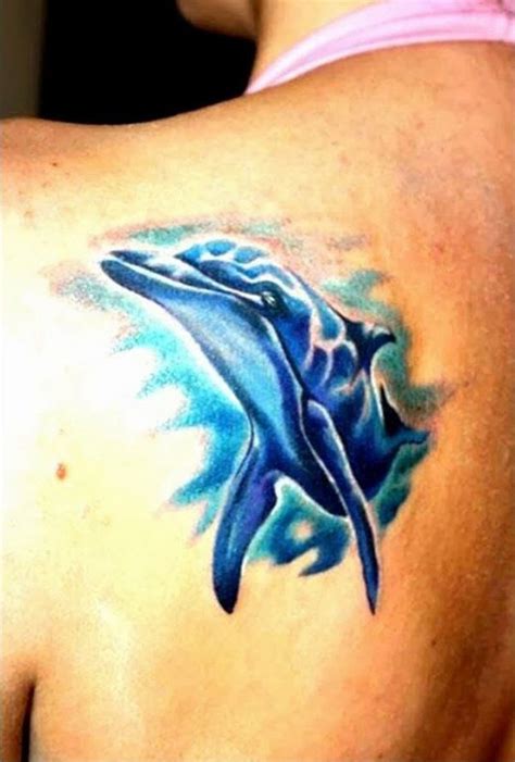 3d Like Little Colored Dolphin Tattoo On Shoulder Tattooimagesbiz