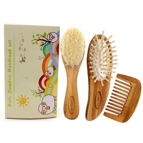 These brushes are soft and gently combs through the child's hair. 3Pcs Carelax Wooden Baby Hair Brush Set Soft Bristles ...