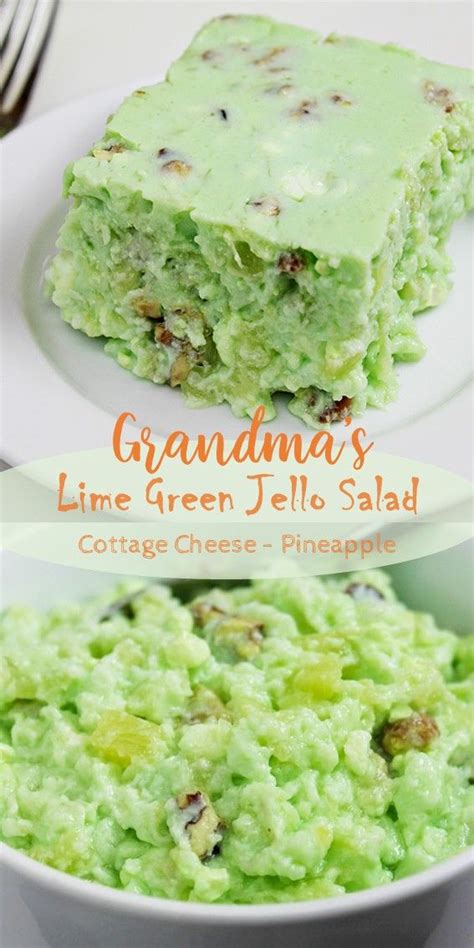 Grandmas Lime Green Jello Salad With Cottage Cheese And Pineapple