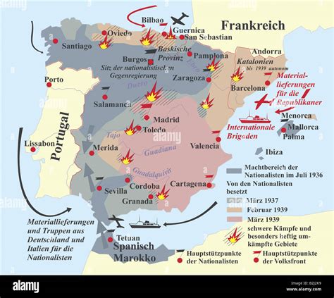 Cartographie Cartes Historiques Espagne Guerre Civile Espagnole 1936