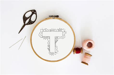 Letter T Embroidery Pattern Floral Embroidery Pattern PDF | Etsy