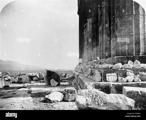 Athens Acropolis Nstylobate Or Foundation For The Columns On The