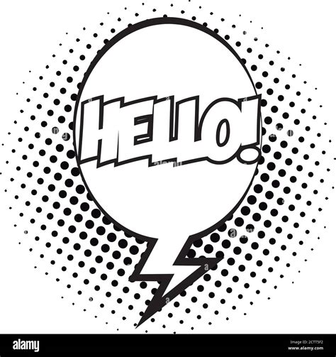 Speech Bubble With Hello Word Pop Art Line Style Vector Illustration