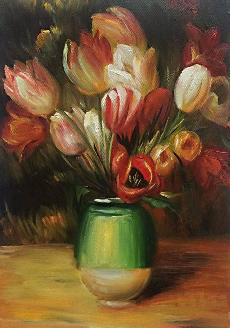 Pierre Auguste Renoir Tulips In A Vase Reproduction Oil Paintings