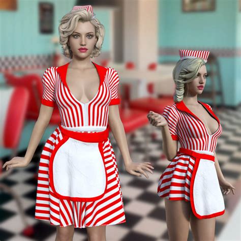 Classic Diner Waitress Outfit G8f G8 1f Daz Content By Matteoio