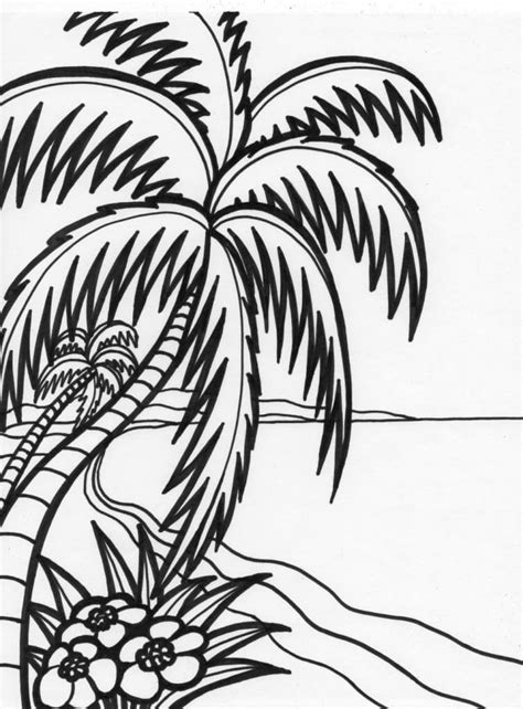 Tropical Beach Coloring Page Download Print Or Color Online For Free