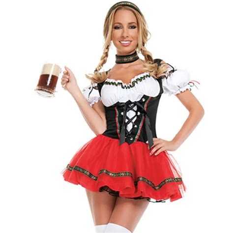 new high quality german beer maid costume women oktoberfest dirndl dress adult halloween party