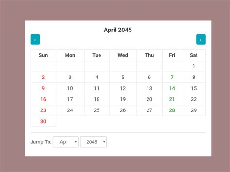 45 Dynamic Calendar In Javascript Code With Example — Codehim