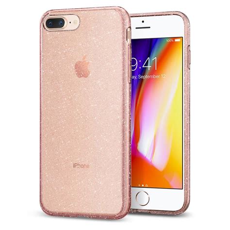 Iphone 8 Plus 7 Plus Case Liquid Crystal Glitter Rose Quartz In
