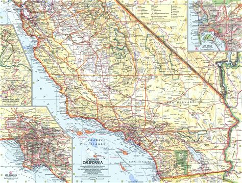 National Geographic Southern California Map 1966