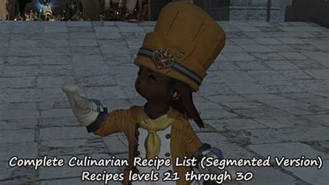 Unless i seriously screwed something up, all of that should be accounted for. FFXIV - Complete Culinarian Recipe List (Segmented Version ...
