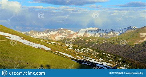 Panoramic View Of The High Alpine Scenery Of The Rocky Mountains