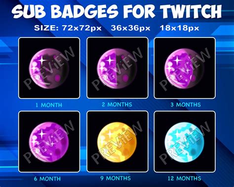 6 Moons Sub Bit Badges For Twitch Loyalty Badges Pack For Etsy